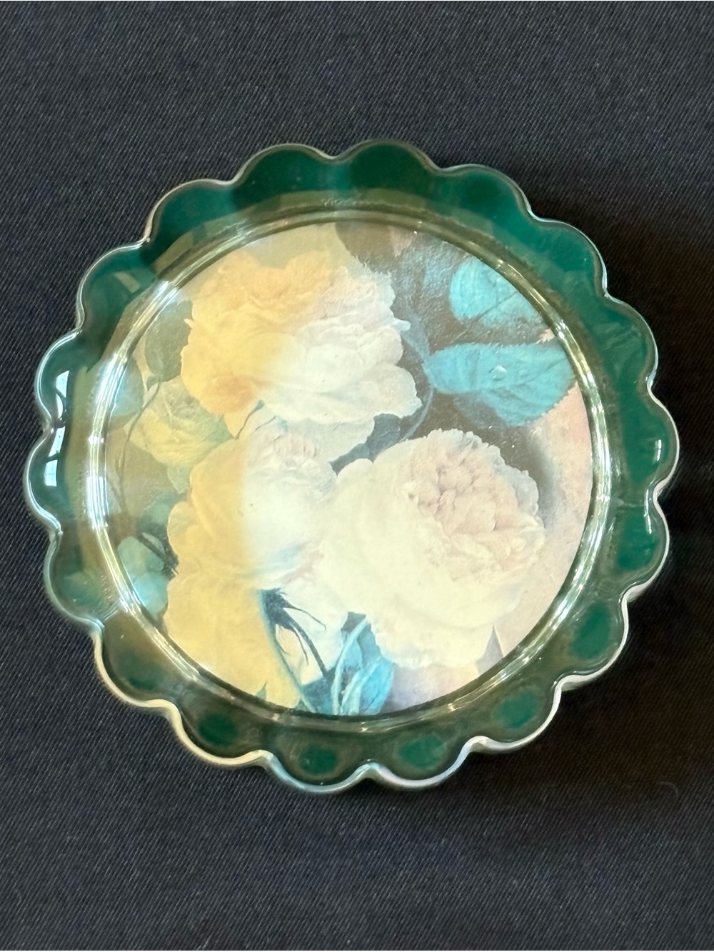 VTG National Gallery Glass Paperweight Jan van Huysum Flowers In Terracotta Vase